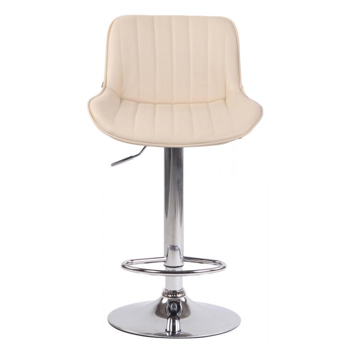 2er Set Barhocker HLO-CP68 Kunstleder chrom ~ creme