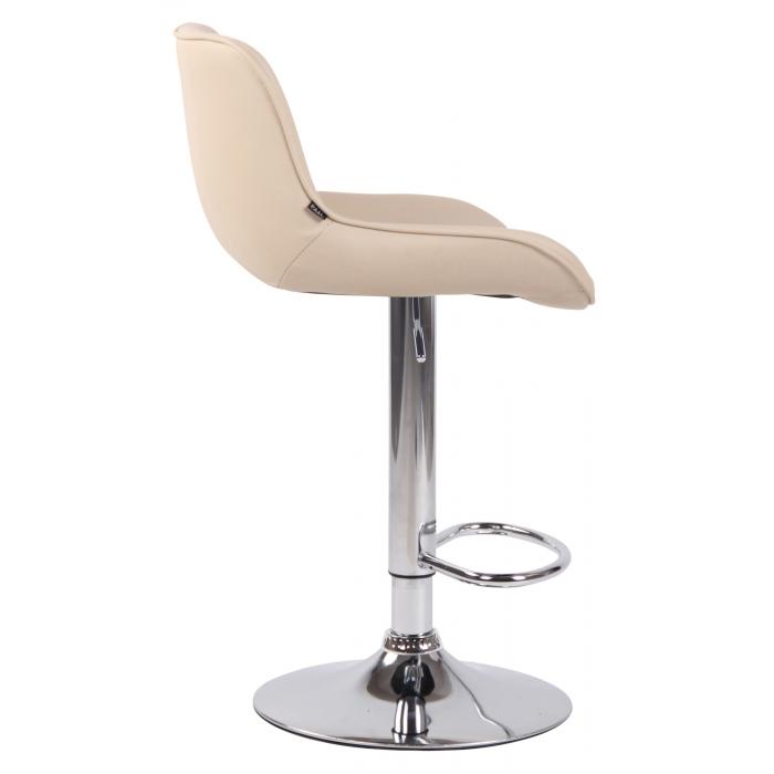 2er Set Barhocker HLO-CP68 Kunstleder chrom ~ creme
