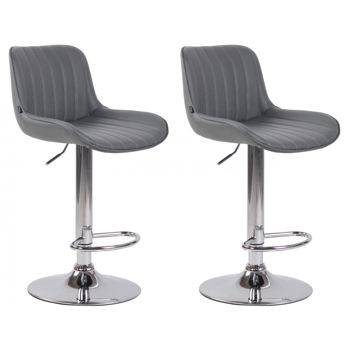 2er Set Barhocker HLO-CP68 Kunstleder chrom ~ grau