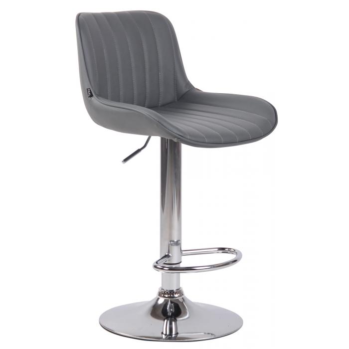2er Set Barhocker HLO-CP68 Kunstleder chrom ~ grau
