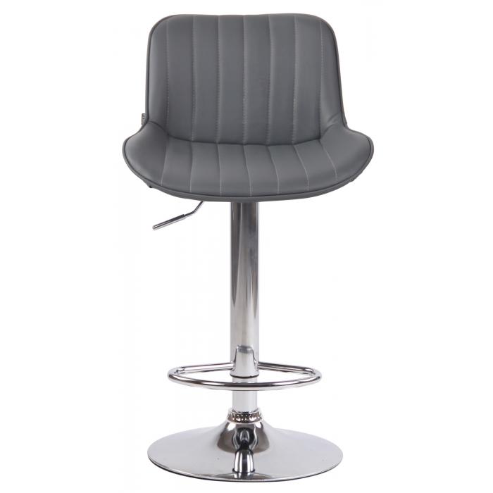 2er Set Barhocker HLO-CP68 Kunstleder chrom ~ grau