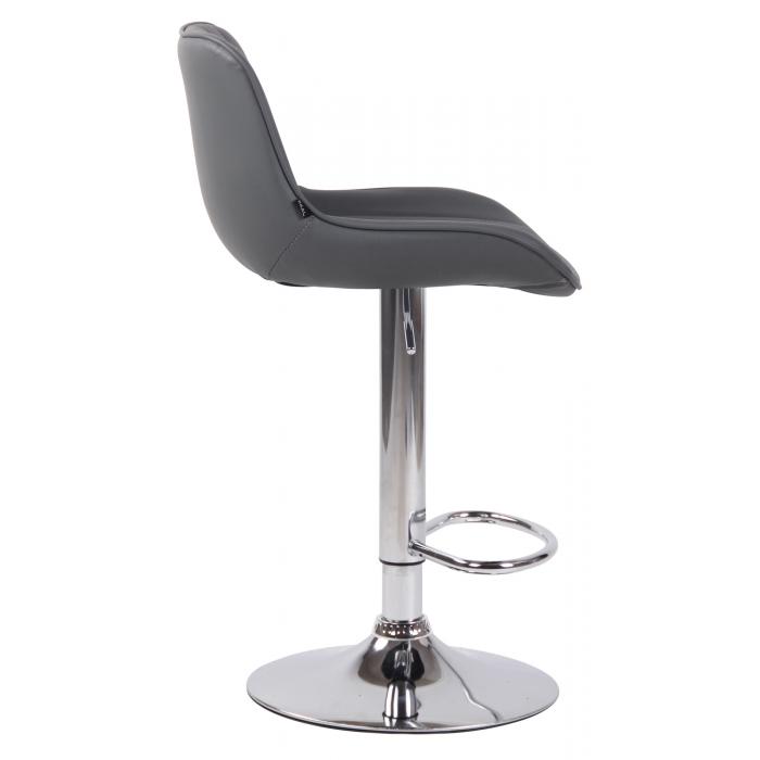 2er Set Barhocker HLO-CP68 Kunstleder chrom ~ grau