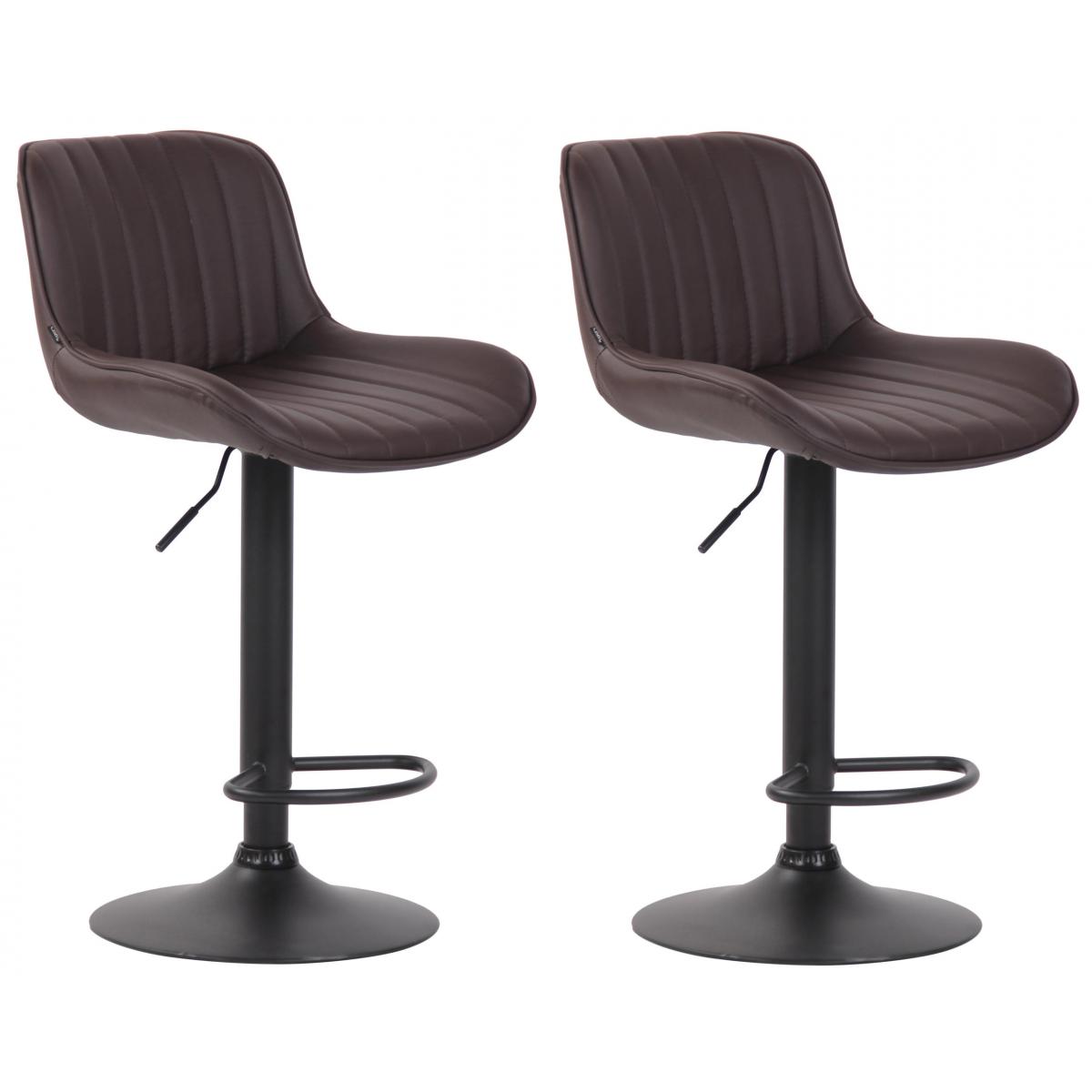 2er Set Barhocker HLO-CP68 Kunstleder schwarz ~ braun