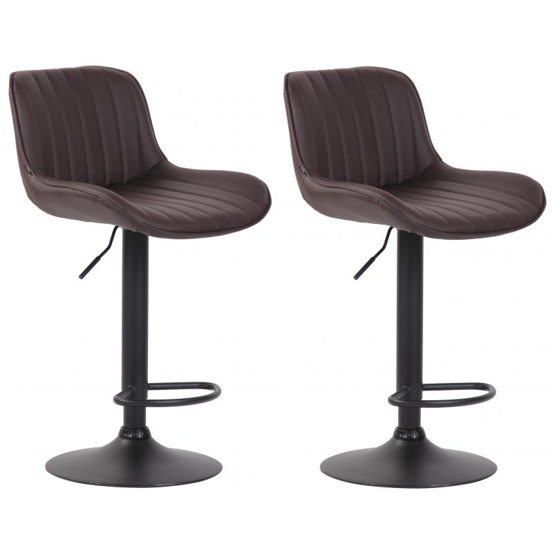 2er Set Barhocker HLO-CP68 Kunstleder schwarz ~ braun