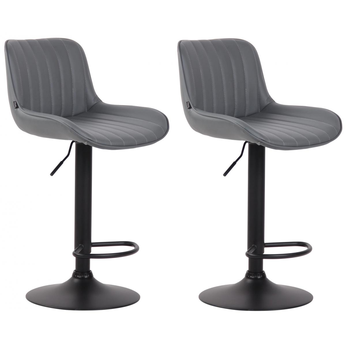 2er Set Barhocker HLO-CP68 Kunstleder schwarz ~ grau