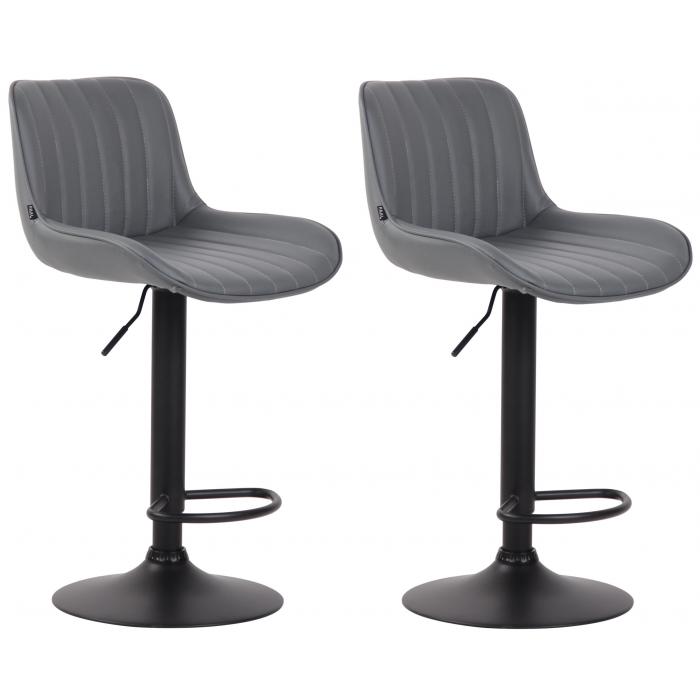 2er Set Barhocker HLO-CP68 Kunstleder schwarz ~ grau