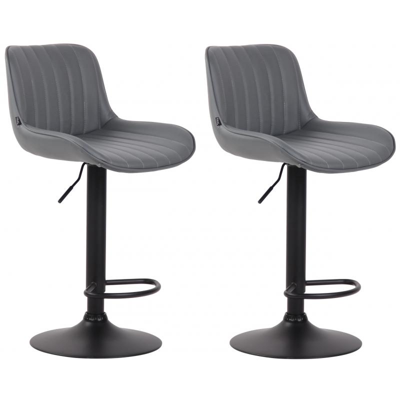 2er Set Barhocker HLO-CP68 Kunstleder schwarz ~ grau