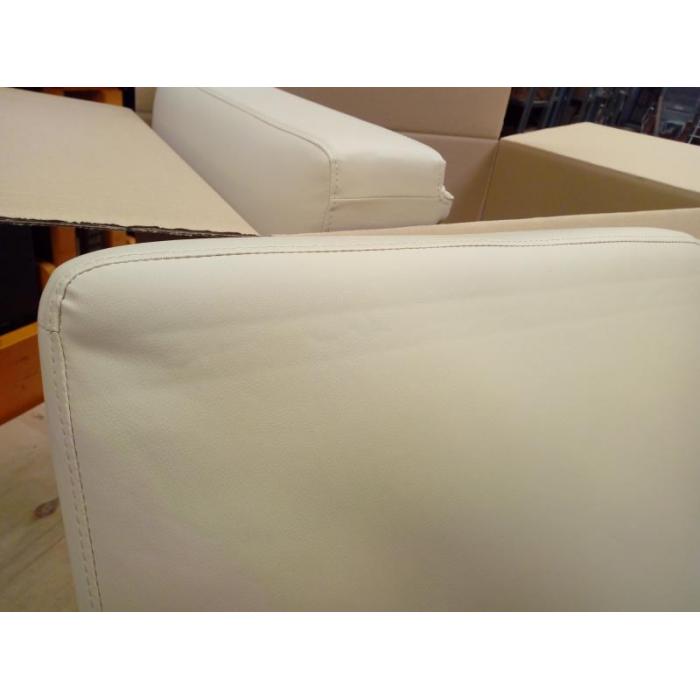 B-Ware (Druckstellen, Loch SK4) | 3er Sofa Couch Loungesofa Lille ~ Leder, creme