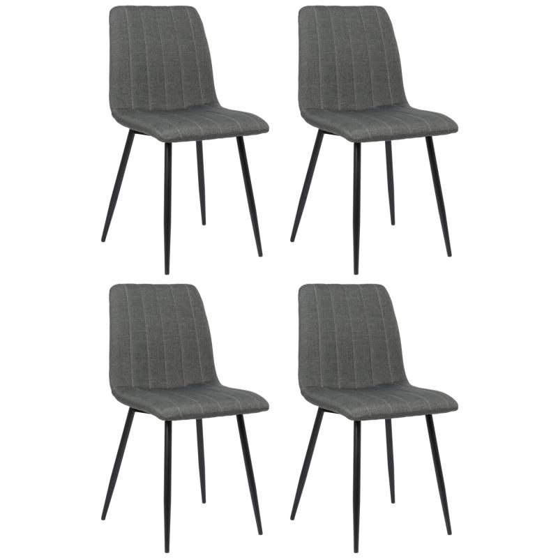 4er Set Sthle HLO-CP47 Stoff ~ dunkelgrau