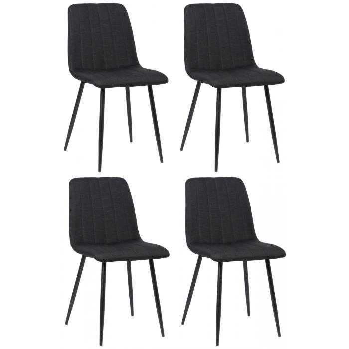 4er Set Sthle HLO-CP47 Stoff ~ schwarz