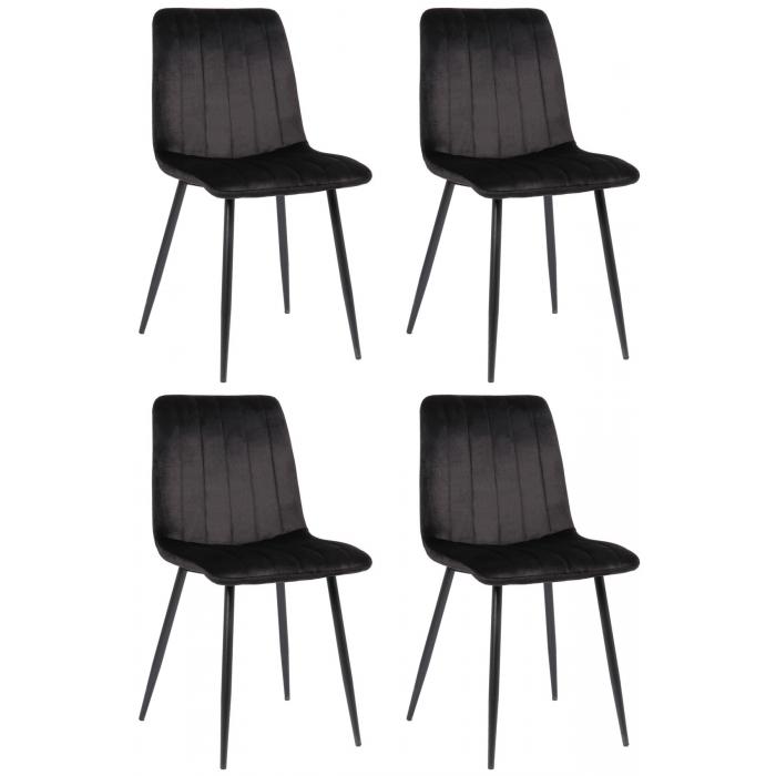 4er Set Sthle HLO-CP46 Samt ~ schwarz