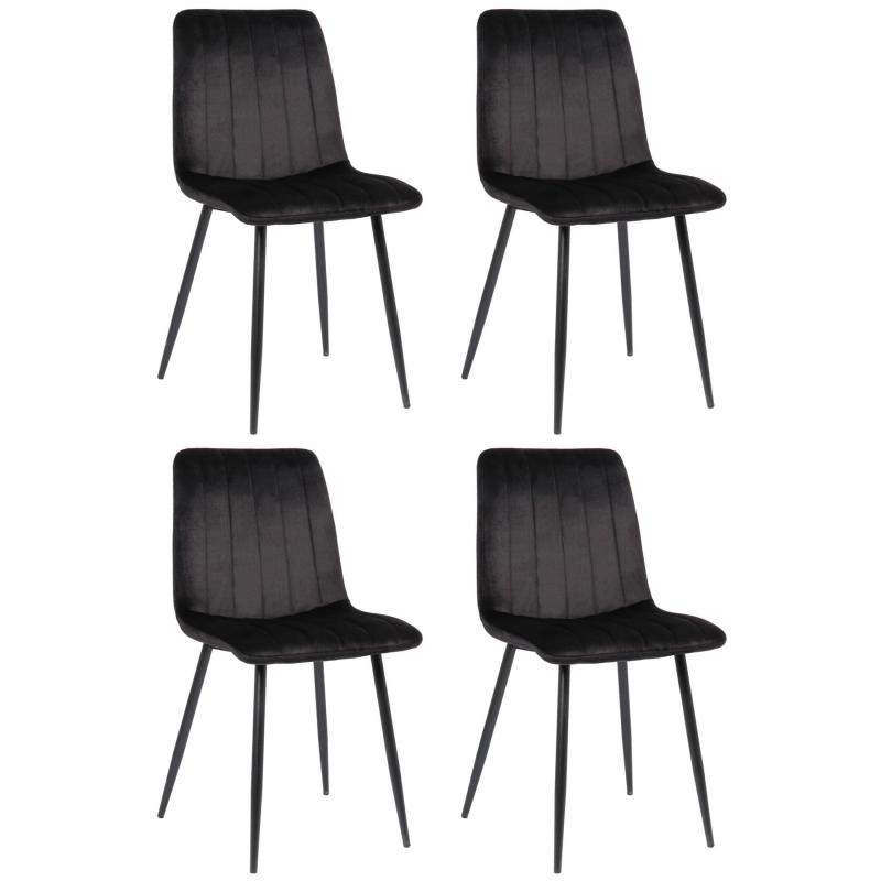 4er Set Sthle HLO-CP46 Samt ~ schwarz