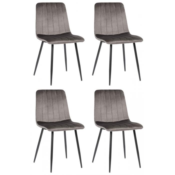 4er Set Sthle HLO-CP46 Samt ~ grau
