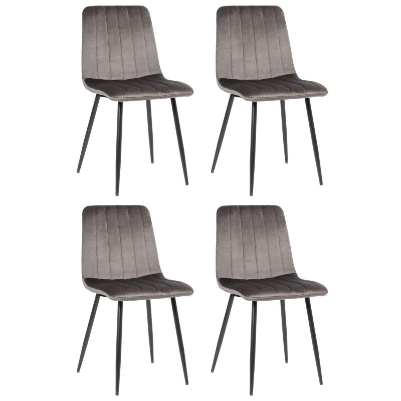 4er Set Sthle HLO-CP46 Samt ~ grau