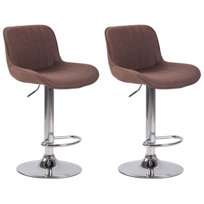 2er Set Barhocker HLO-CP68 Stoff chrom ~ braun