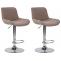 2er Set Barhocker HLO-CP68 Stoff chrom ~ taupe