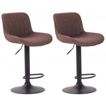 2er Set Barhocker HLO-CP68 Stoff schwarz ~ braun