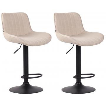 2er Set Barhocker HLO-CP68 Stoff schwarz ~ creme