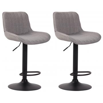 2er Set Barhocker HLO-CP68 Stoff schwarz ~ grau