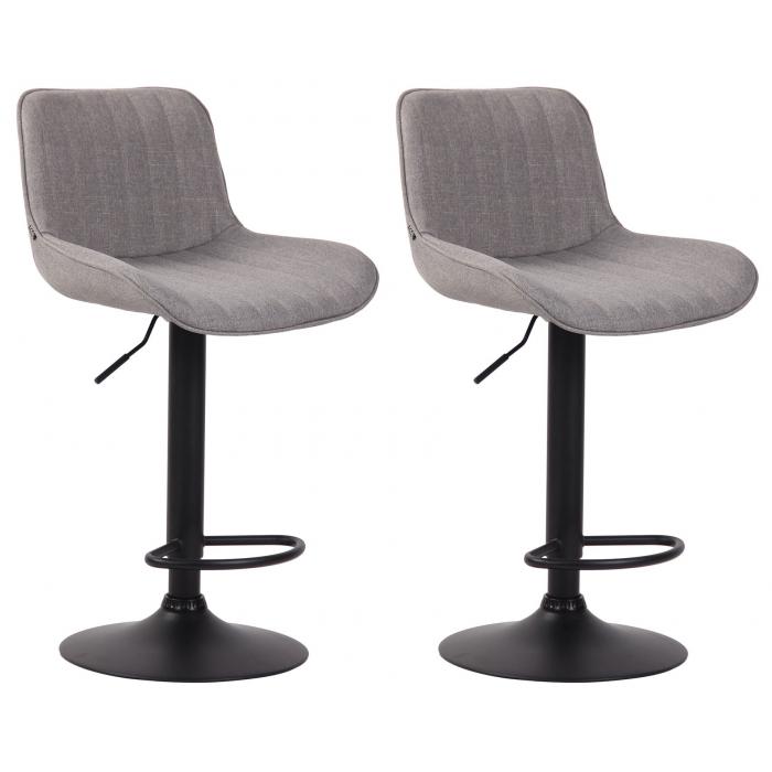 2er Set Barhocker HLO-CP68 Stoff schwarz ~ grau