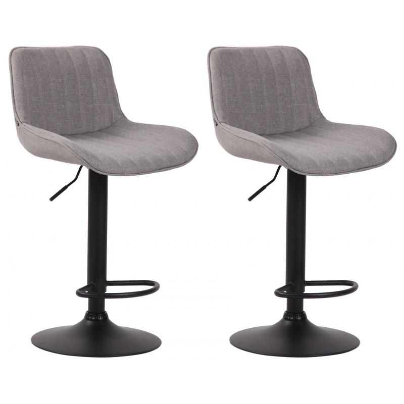2er Set Barhocker HLO-CP68 Stoff schwarz ~ grau