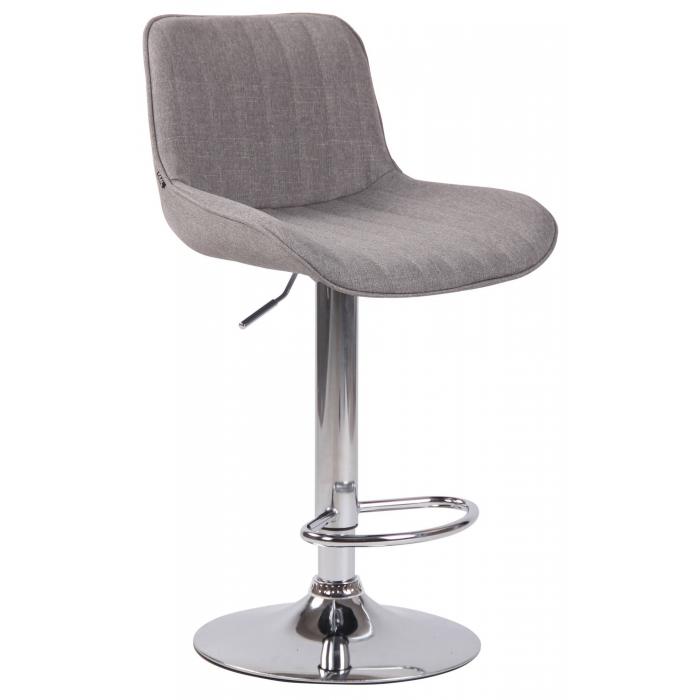 2er Set Barhocker HLO-CP68 Stoff chrom ~ grau