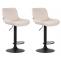 2er Set Barhocker HLO-CP68 Samt schwarz ~ creme