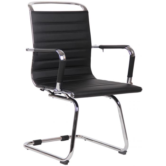 2er Set Besuchersthle HLO-CP12 Kunstleder ~ schwarz
