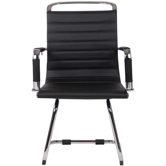 2er Set Besuchersthle HLO-CP12 Kunstleder ~ schwarz