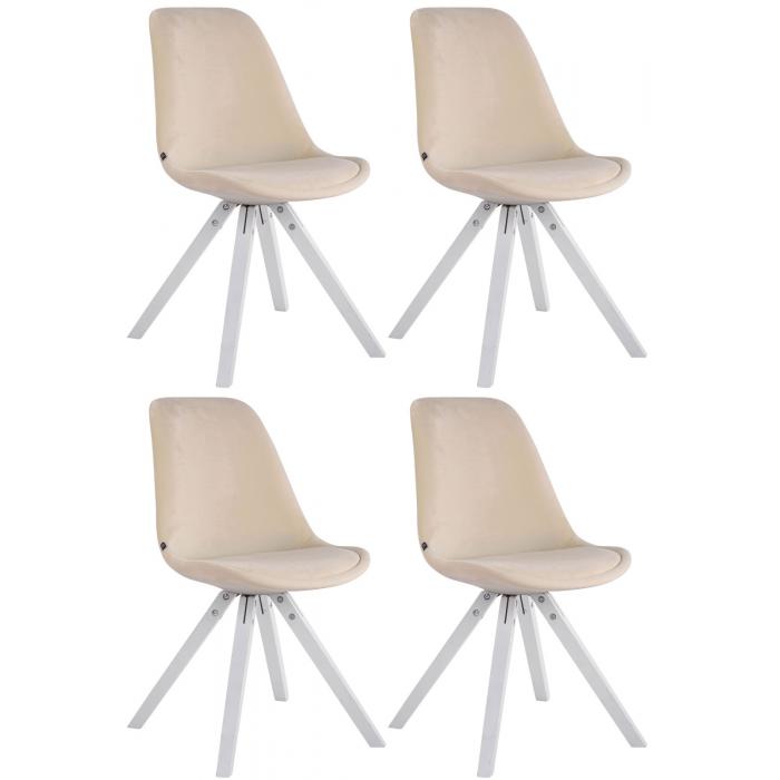 4er Set Sthle HLO-CP8 Samt Square wei ~ creme