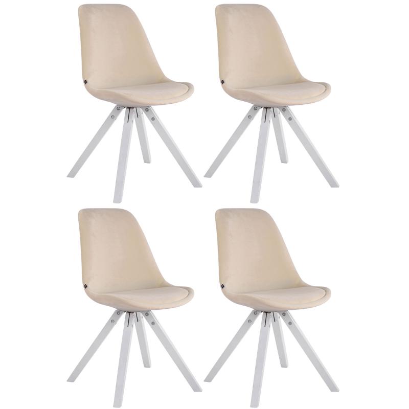 4er Set Sthle HLO-CP8 Samt Square wei ~ creme