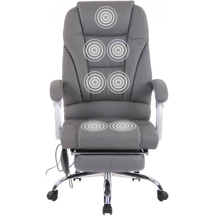 Brostuhl HLO-CP67 Echtleder mit Massagefunktion ~ grau