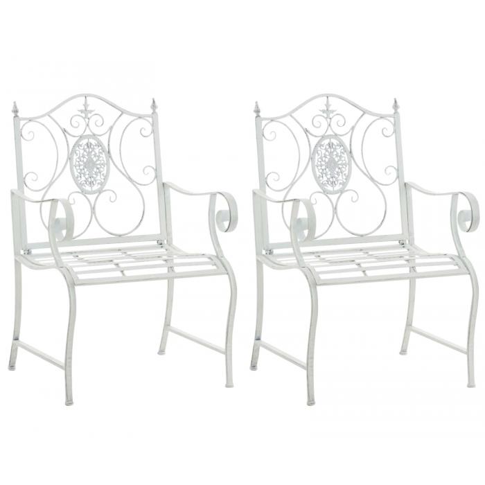 2er Set Gartensthle HLO-CP123 ~ antik wei