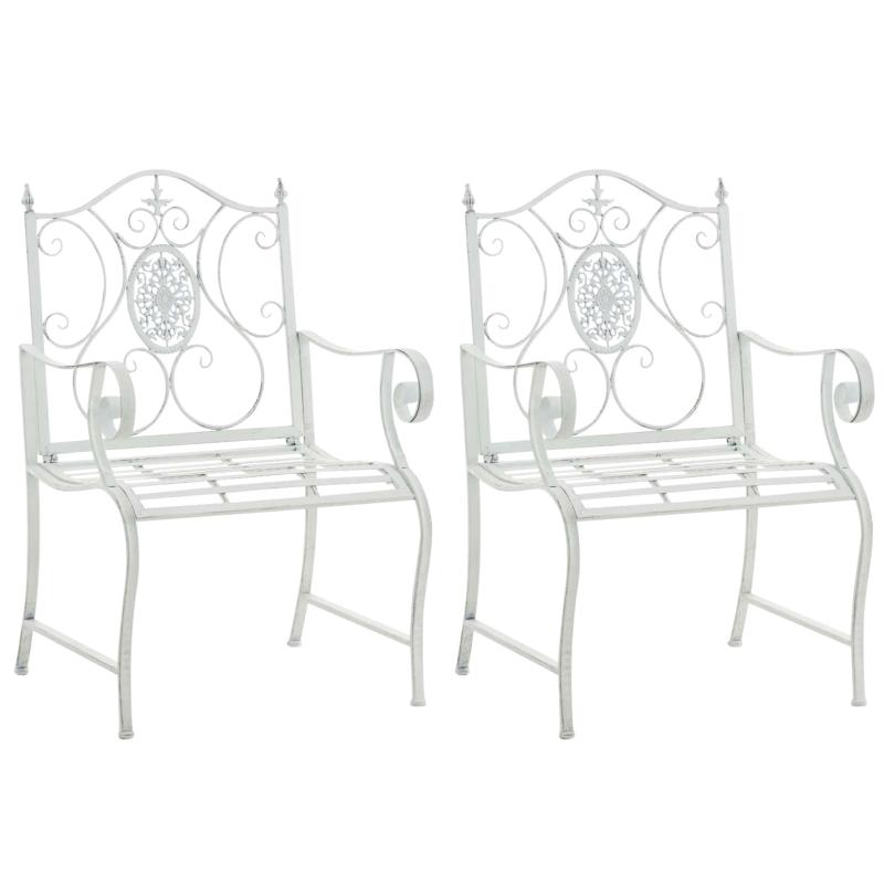 2er Set Gartensthle HLO-CP123 ~ antik wei