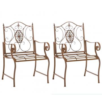 2er Set Gartensthle HLO-CP123 ~ antik braun