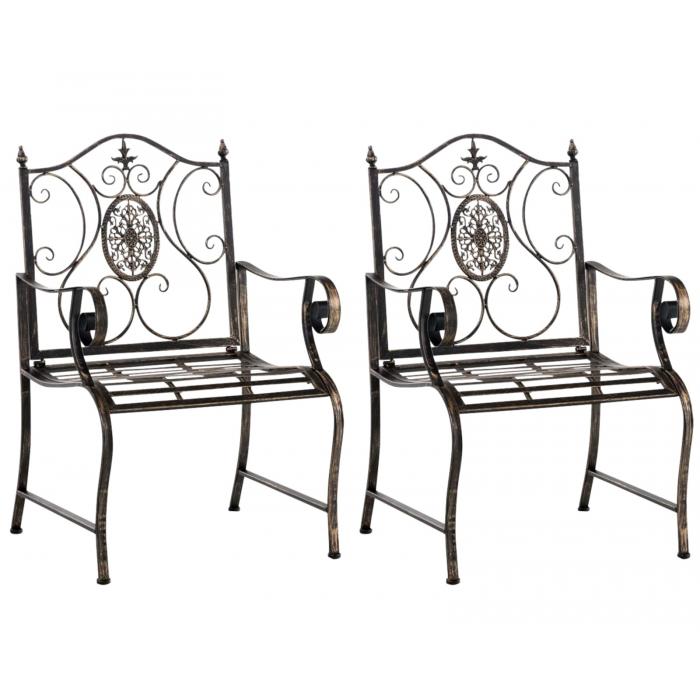 2er Set Gartensthle HLO-CP123 ~ bronze