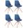 4er Set Besucherstuhl HLO-CP82 Stoff Square Natura ~ blau
