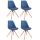 4er Set Besucherstuhl HLO-CP82 Stoff Square Natura ~ blau