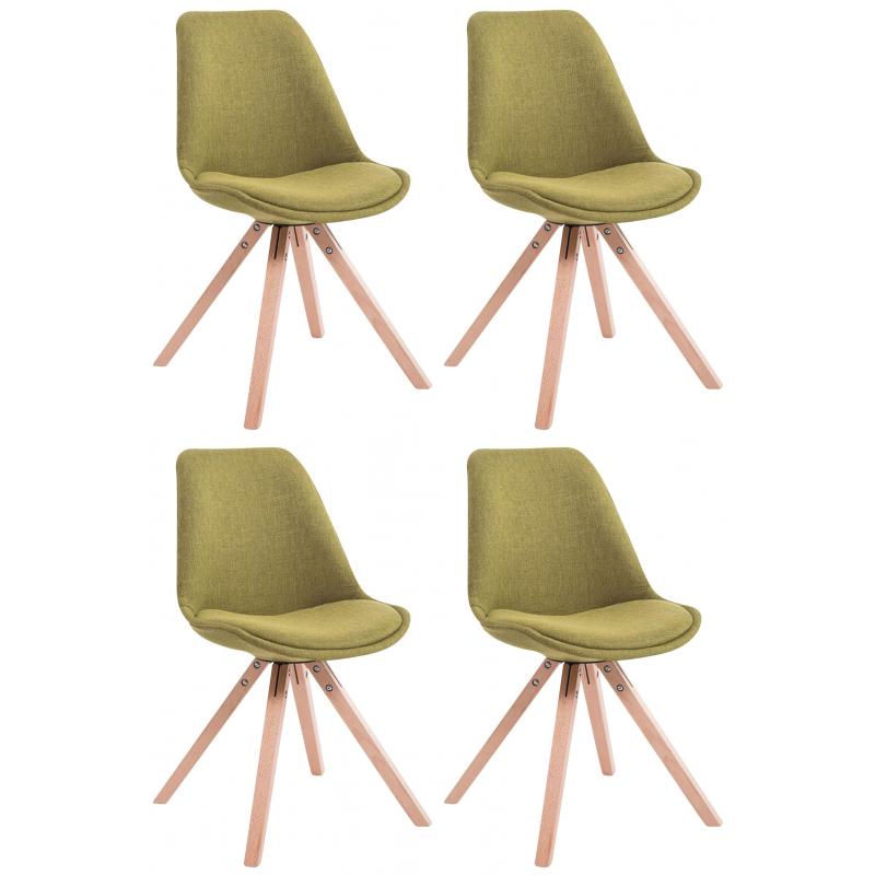 4er Set Besucherstuhl HLO-CP82 Stoff Square Natura ~ grn