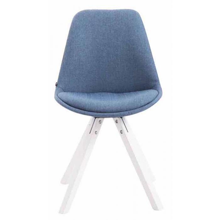 4er Set Besucherstuhl HLO-CP82 Stoff Square wei ~ blau