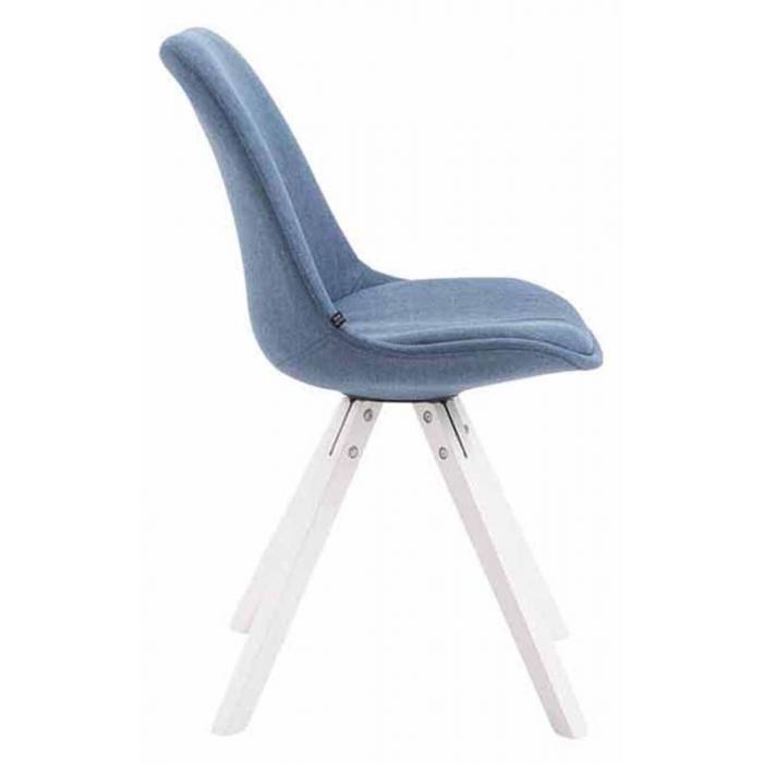 4er Set Besucherstuhl HLO-CP82 Stoff Square wei ~ blau