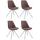 4er Set Besucherstuhl HLO-CP82 Stoff Square wei ~ braun