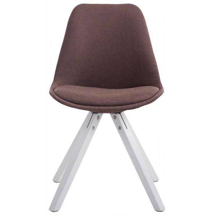 4er Set Besucherstuhl HLO-CP82 Stoff Square wei ~ braun
