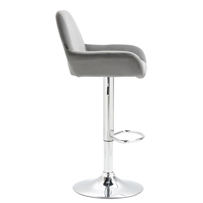 Barhocker HLO-CP8 Samt chrom ~ grau