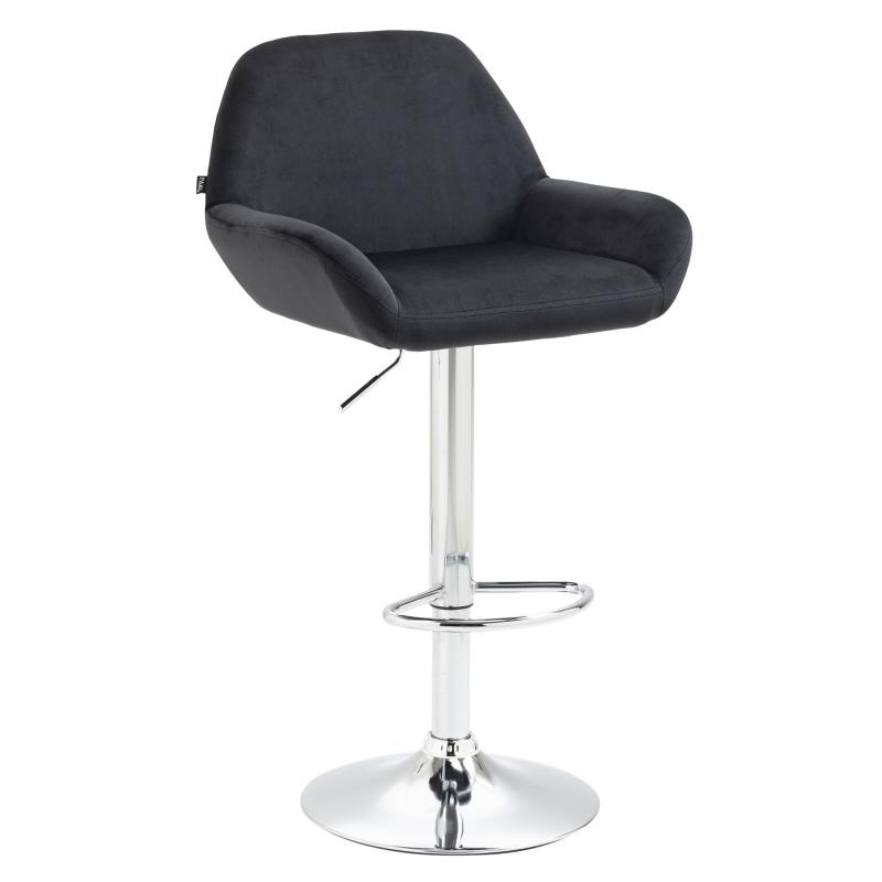 Barhocker HLO-CP8 Samt chrom ~ schwarz