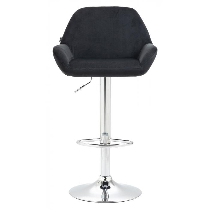 Barhocker HLO-CP8 Samt chrom ~ schwarz