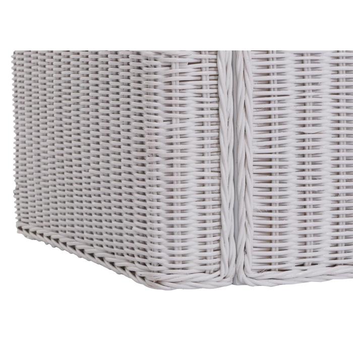 Aufbewahrungstruhe M92, Truhe Sitzbank Garderobenbank, Kissen Kubu Rattan 88cm ~ wei