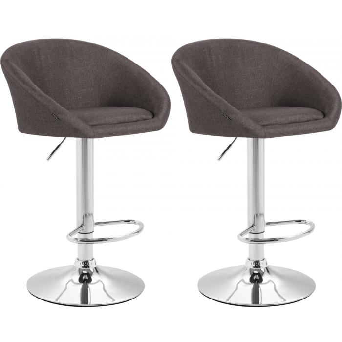 2er Set Barhocker HLO-CP182 V2 Stoff chrom ~ dunkelgrau