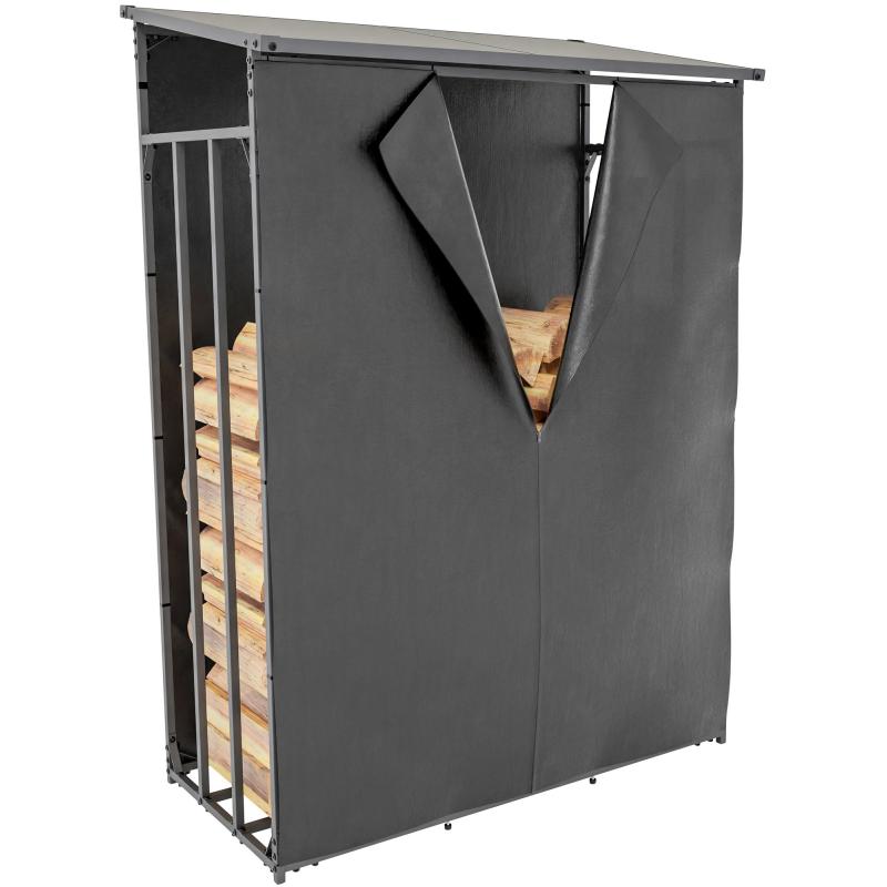 Kaminholzunterstand + Abdeckplane HLO-CP119 Aluminium L ~ anthrazit