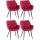 4er Set Stuhl HLO-CP88 Samt ~ rot